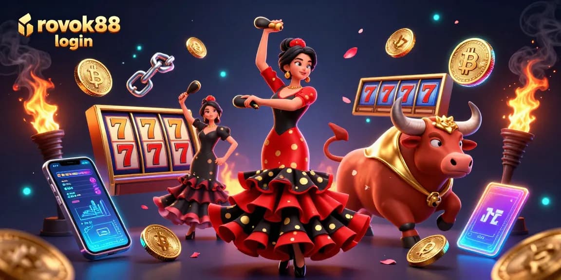 Play with excitement at rokok88 login featuring vibrant casino elements in a dynamic 3D scene.