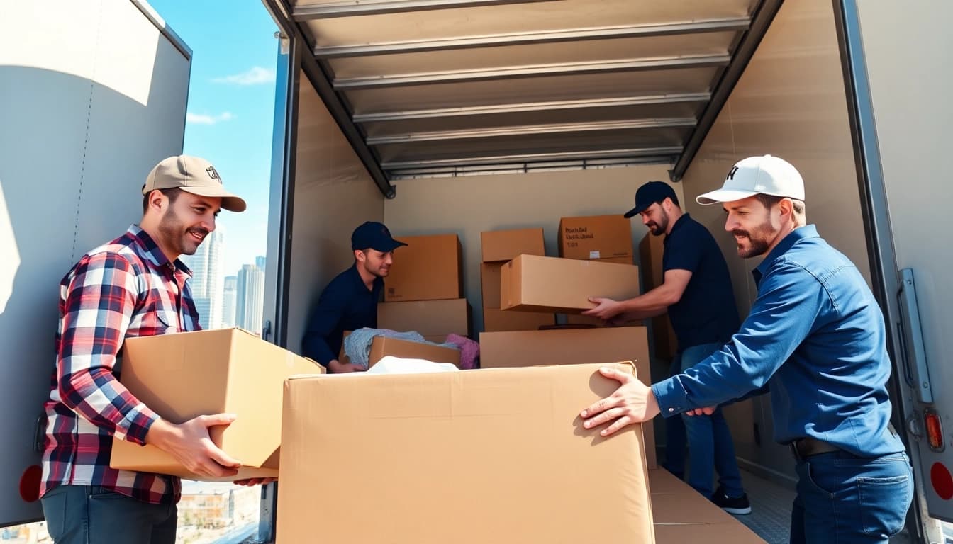 Long distance movers Calgary expertly packing for a seamless move, showcasing teamwork and professionalism.