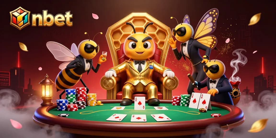Experience the thrill of nbet poker with cartoon characters in a vibrant casino scene.