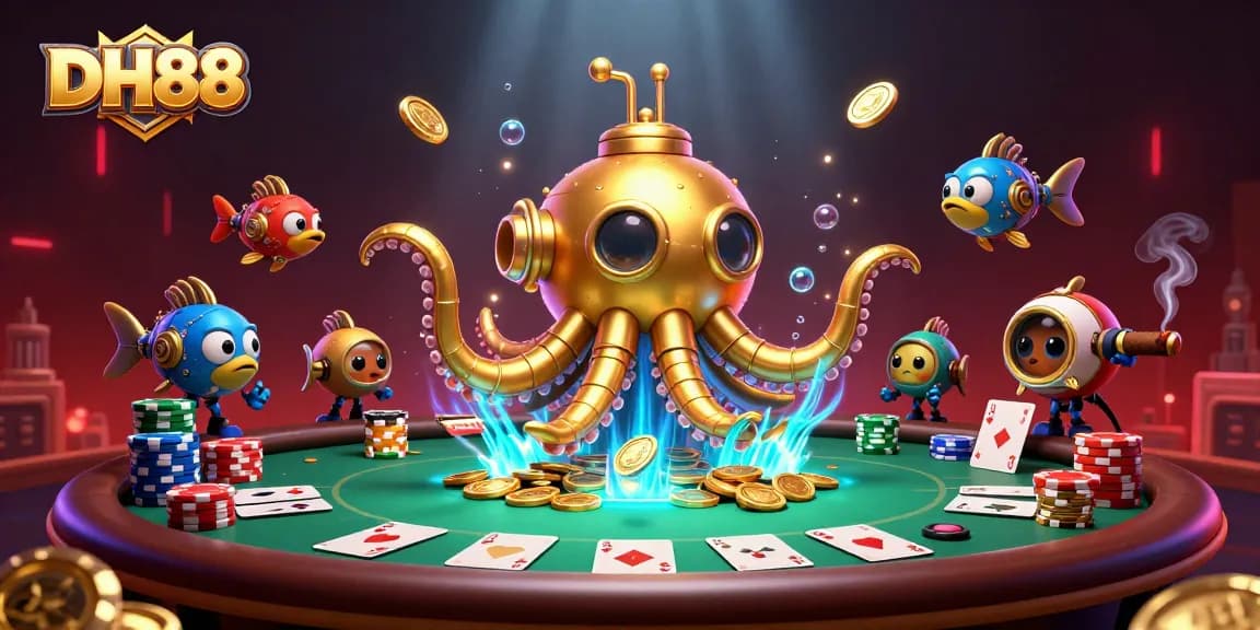 Experience dynamic gameplay at DH88 with the golden kraken and whimsical casino elements.