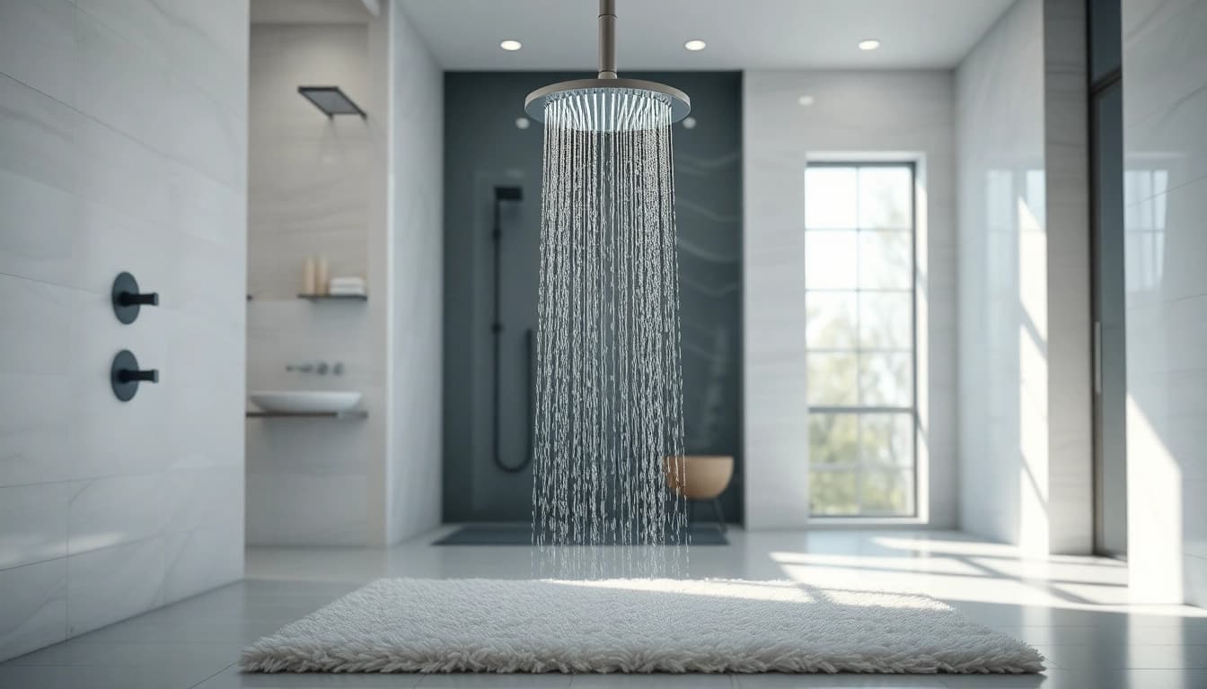Transform your bathroom with elegant showers featuring luxurious rainfall designs and serene ambiance.