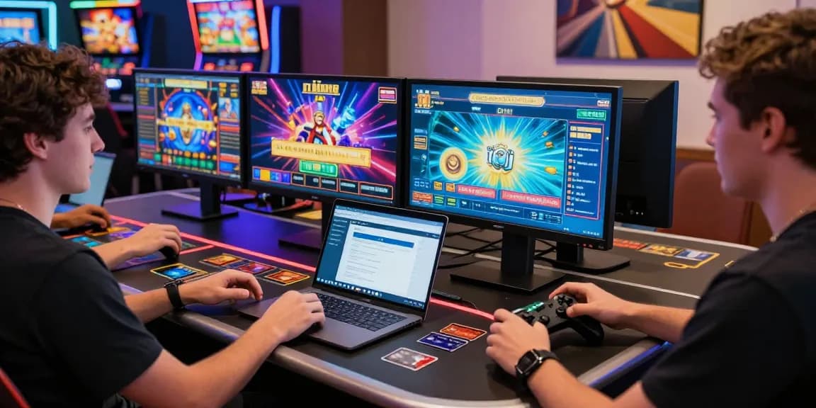 Credit card gaming experience at https://fimltd.co.uk with engaged player, modern setup, and vibrant digital slots.