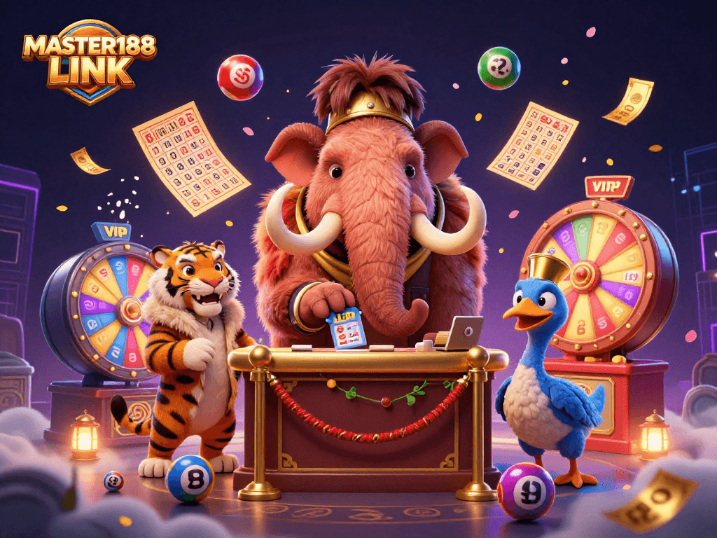 Engage in thrilling lottery experiences with MASTER188 LINK featuring lively casino characters and dynamic game elements.