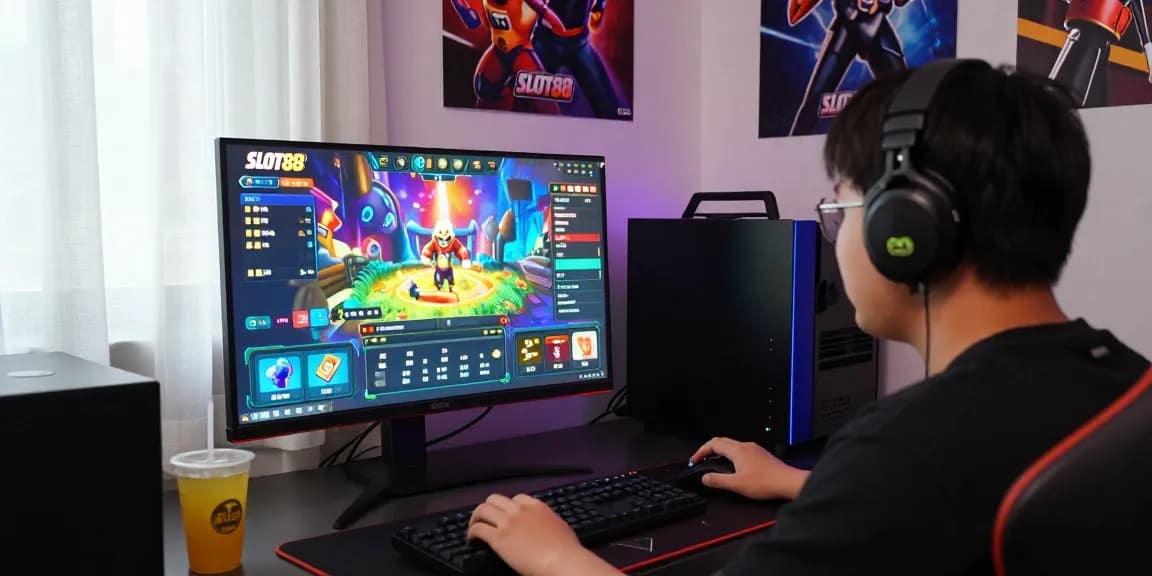 Player enjoying an exciting session on SLOT88 login, showcasing vibrant game graphics and immersive atmosphere.