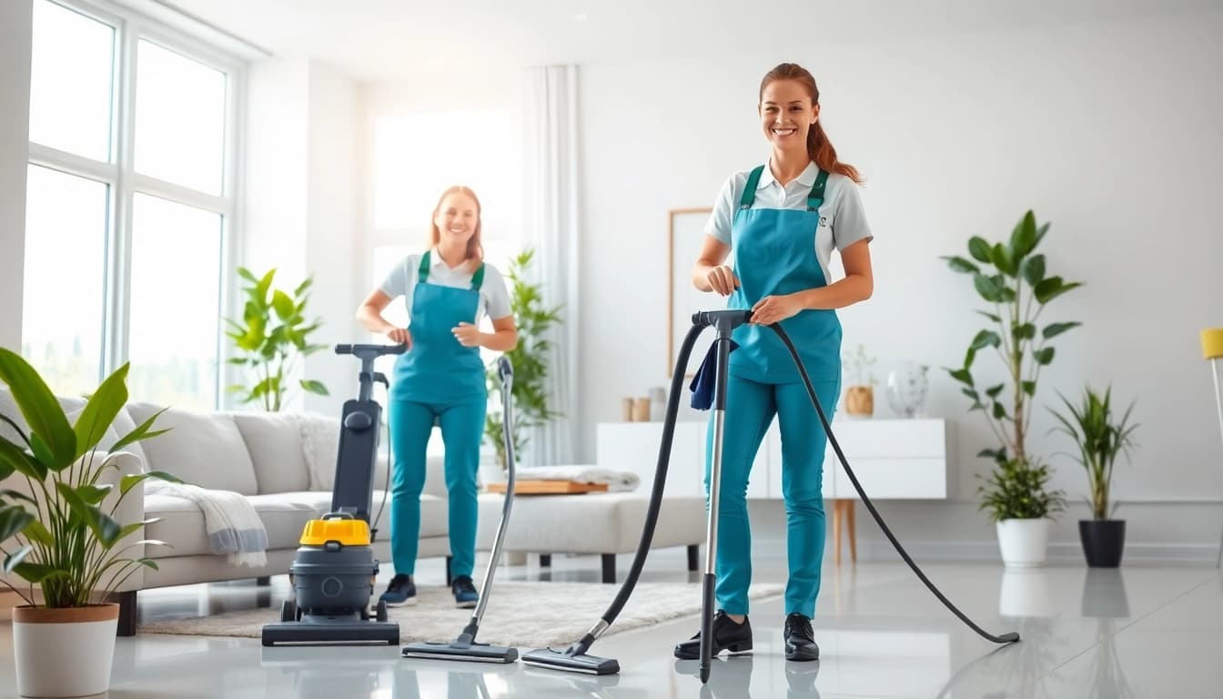 Cleaning services calgary provided by a professional team in a bright home setting.