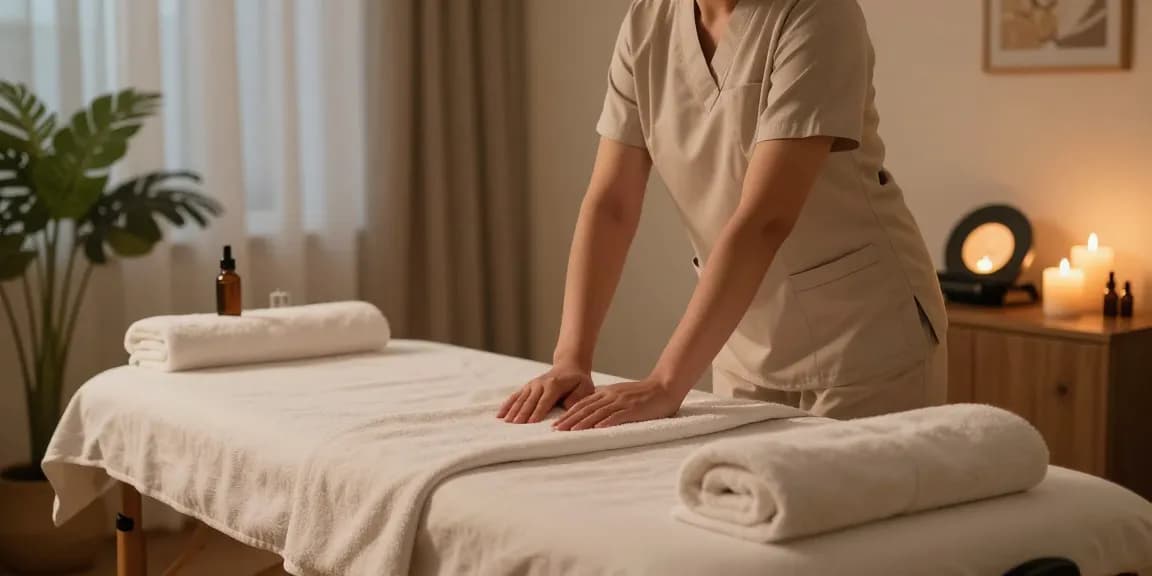 Relaxing 김포출장안마 massage therapy environment with soothing ambiance and professional therapist.
