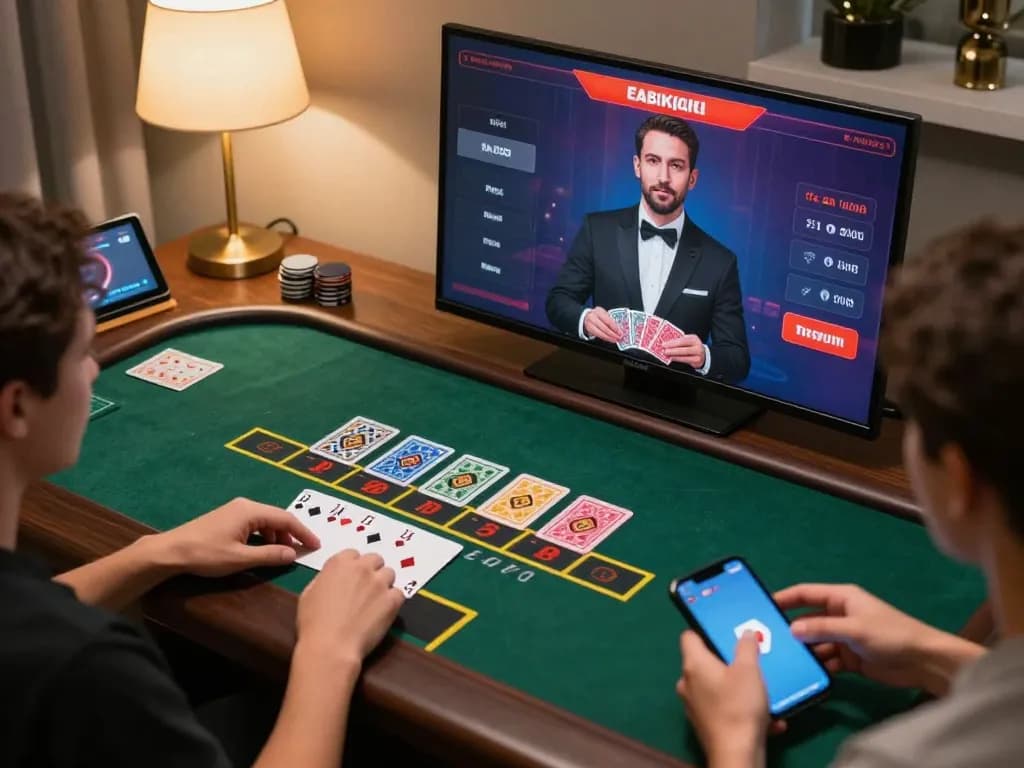 Engaging cm88 live dealer blackjack gameplay on a stylish home setup track strategic bets.