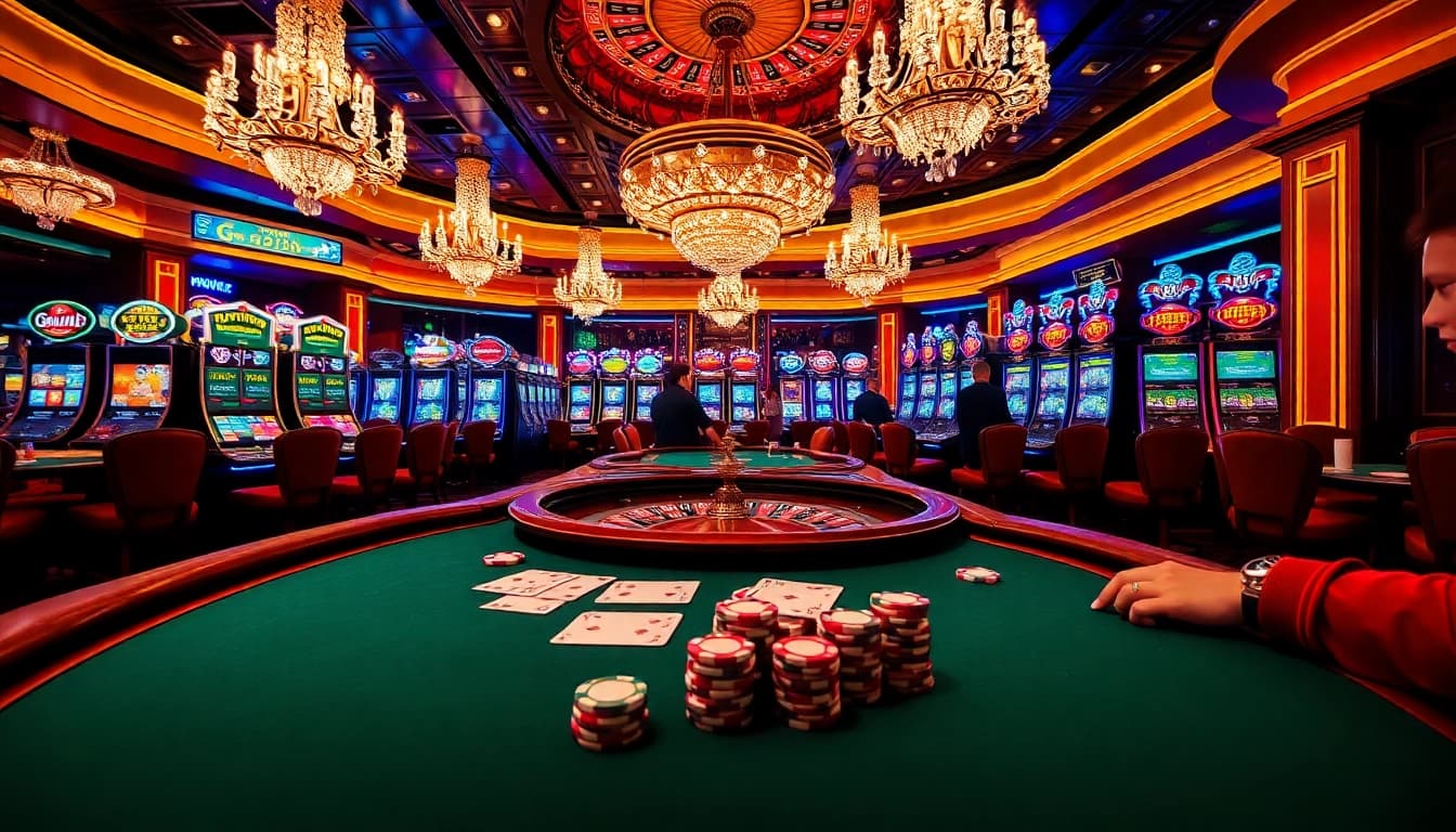 Exciting gameplay in a luxurious casino setting featuring Game 33win themes and gambling action.