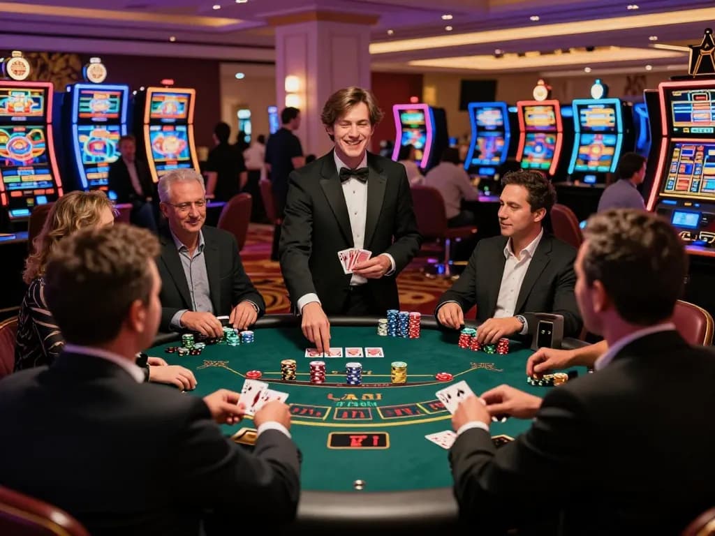 Experience the excitement with bonus new member offers at the blackjack table, showcasing lively gameplay and strategic moments.