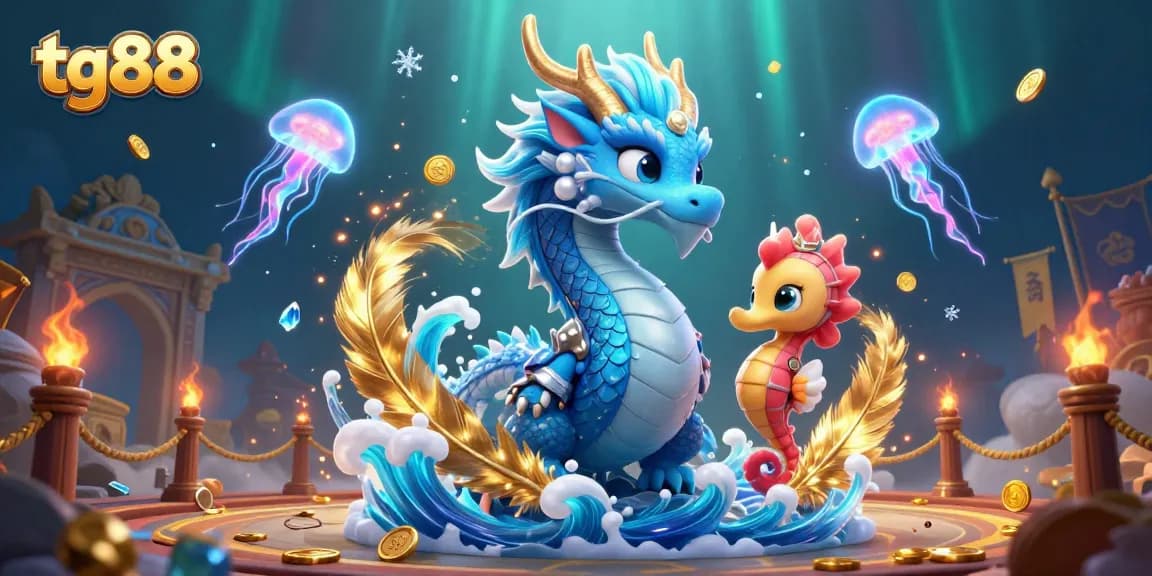 Experience tg88's vibrant casino arena with mystical creatures and dynamic gaming elements.