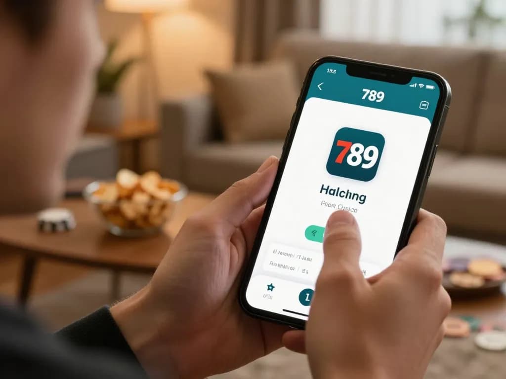 Engaging in mobile poker game featuring 789 logo, showcasing gameplay and strategic interaction.