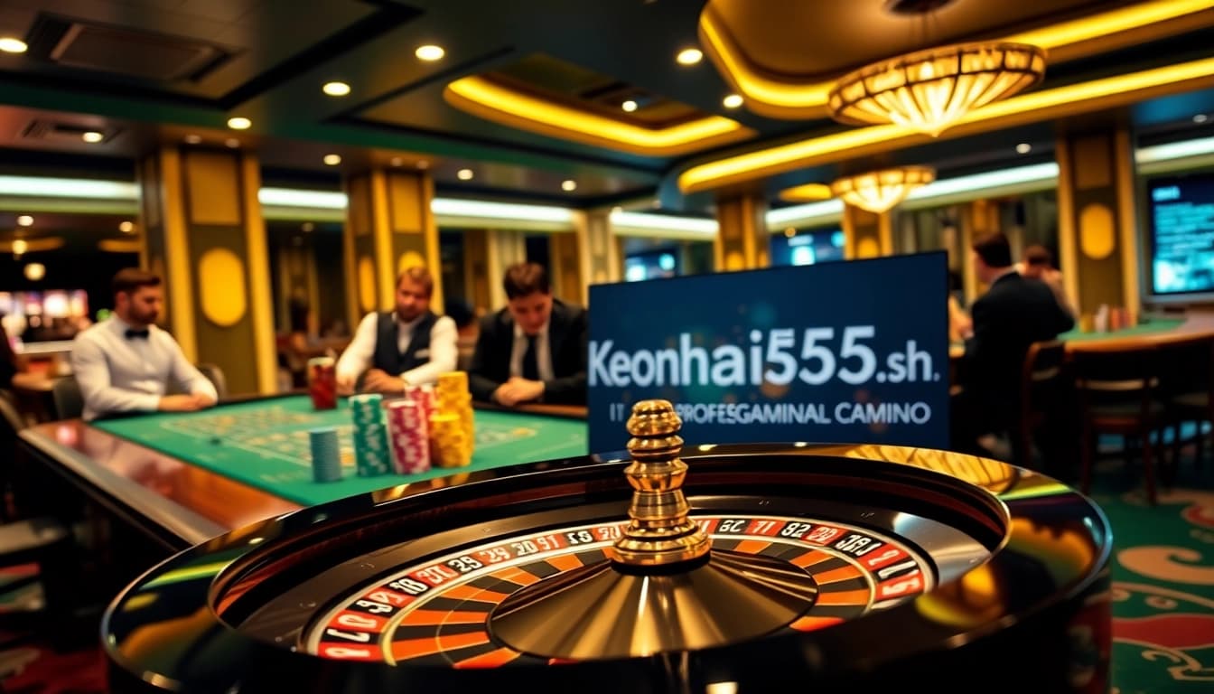 Experience high-stakes action with Keonhacai55.sh at an upscale casino table.