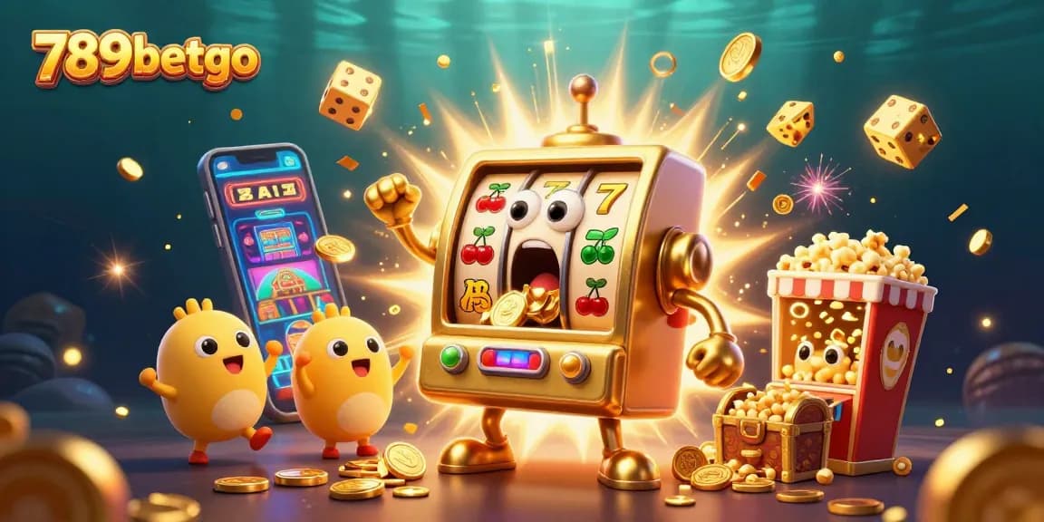 Join the excitement at 789betgo as the golden slot machine wins a jackpot and showers coins!