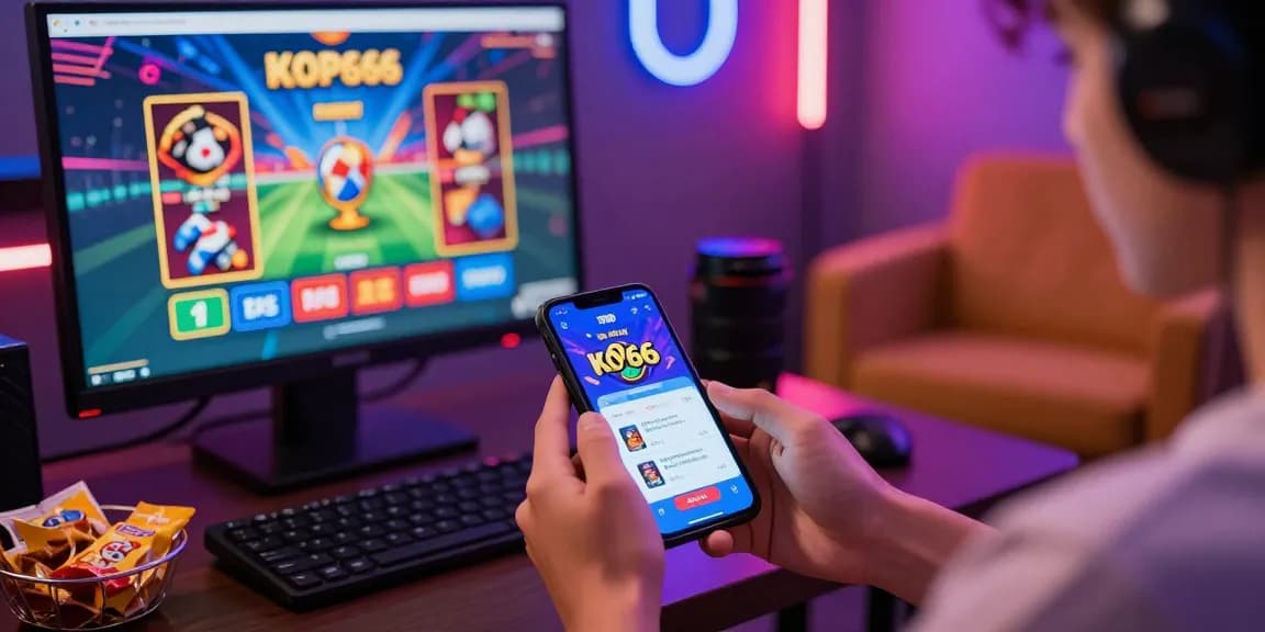 Engaged user exploring the KO66 app in a vibrant online gaming environment.