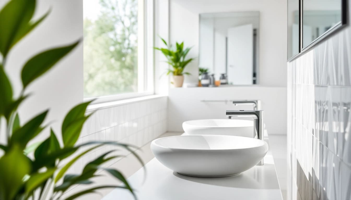 Ein stilvolles sonni sanitär Badezimmer mit eleganten Armaturen und einem minimalistischen Design.