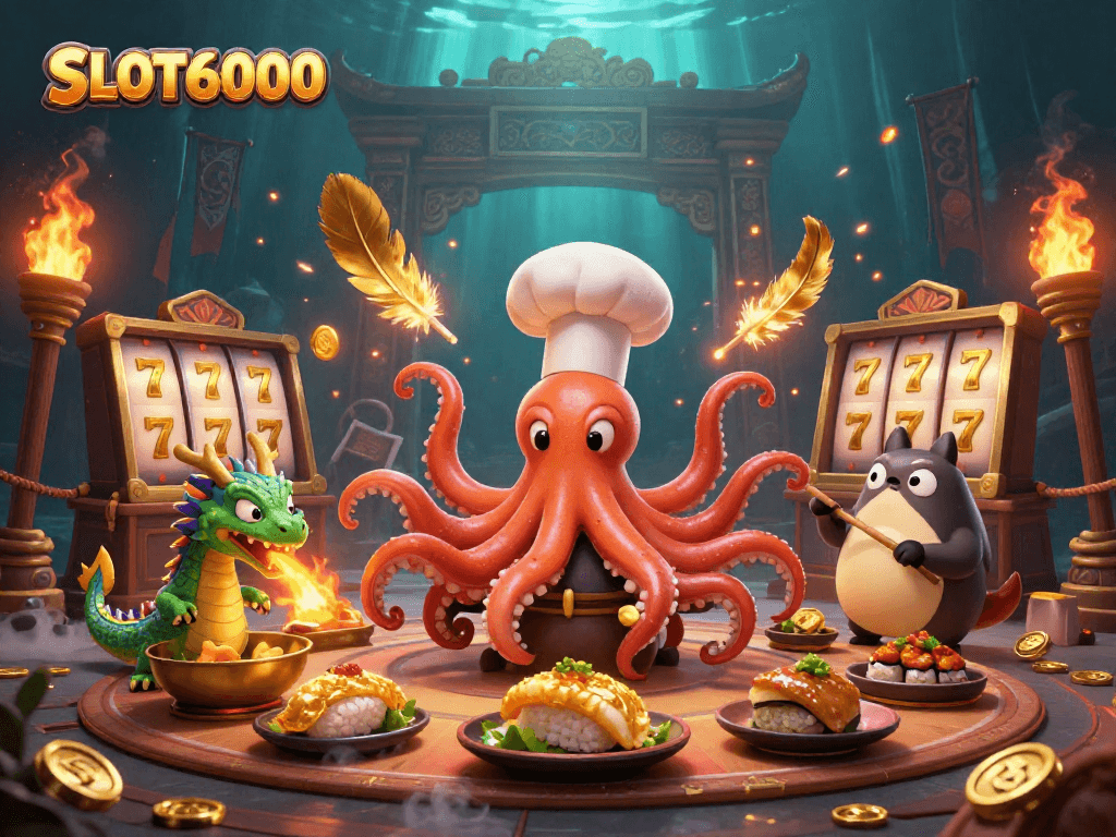 SLOT6000 players experience spinning slot reels and big wins with vibrant themed characters