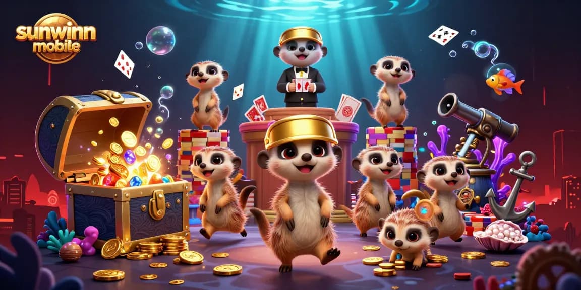 Chơi casino trực tuyến tại sunwinn mobile với chồn meerkat trong bối cảnh sống động.