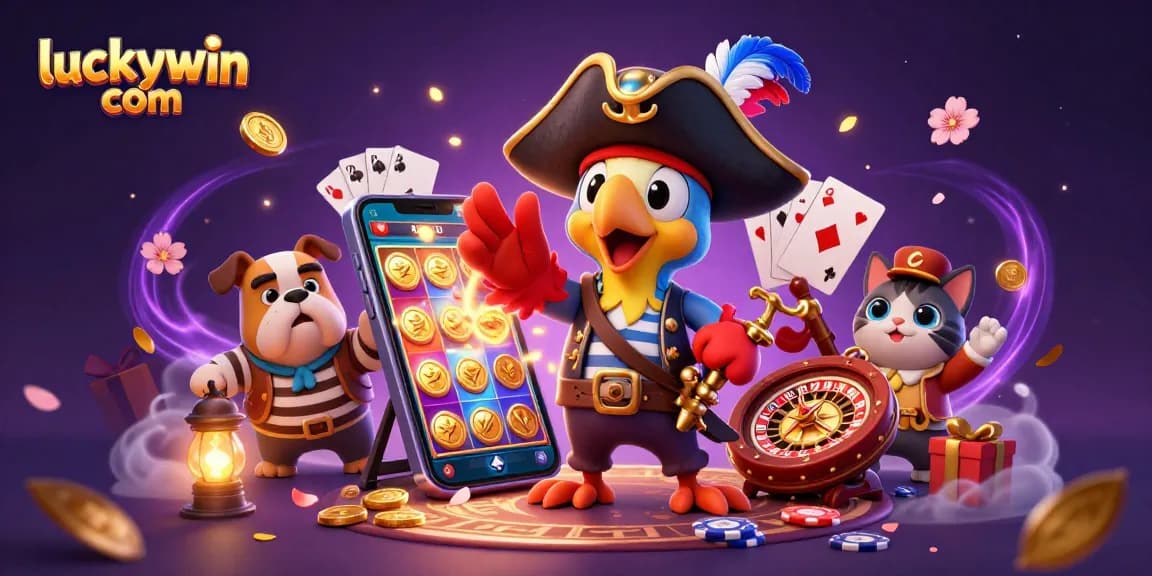 Engage with exciting games at luckywin com as the pirate captain leads the adventure in this vibrant casino scene.