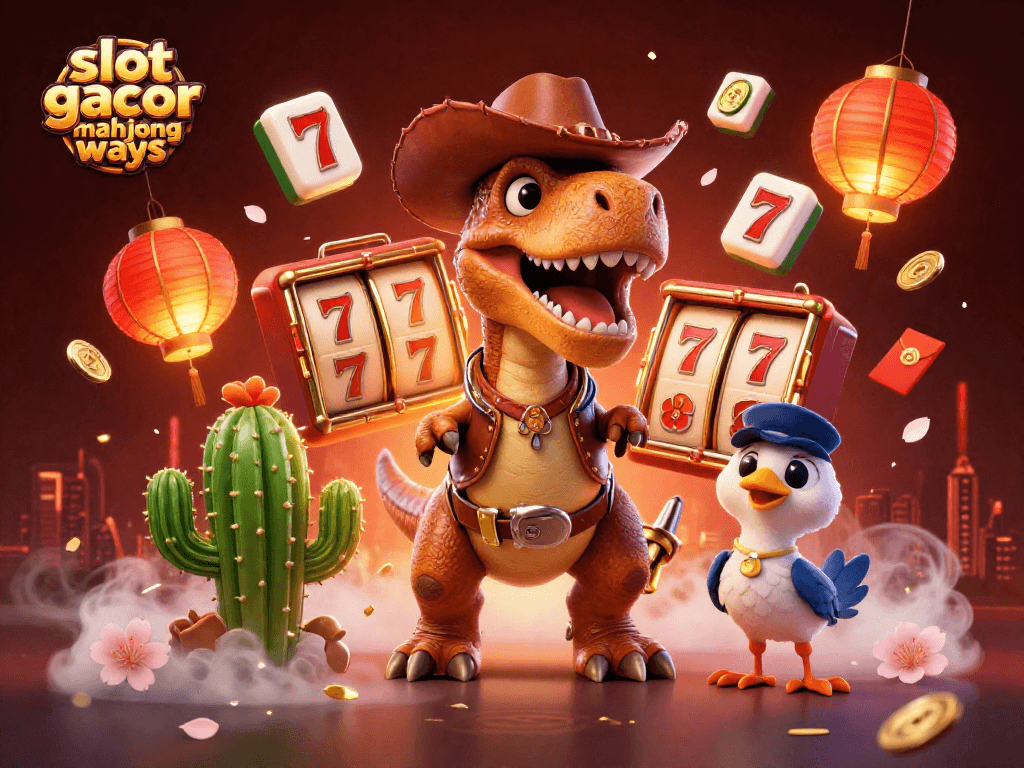 Experience slot gacor mahjong ways with thrilling visuals and dynamic gaming elements in this vibrant 3D scene.