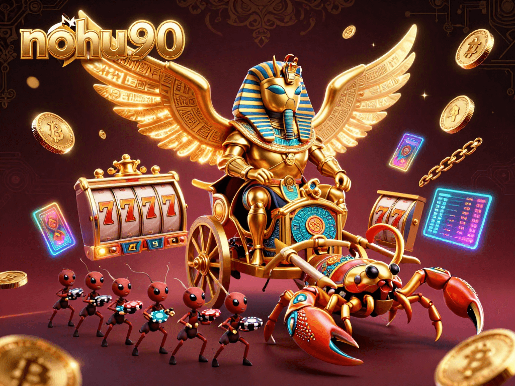 Nohu90 challenges players to spin for jackpot wins with a vibrant casino scene.
