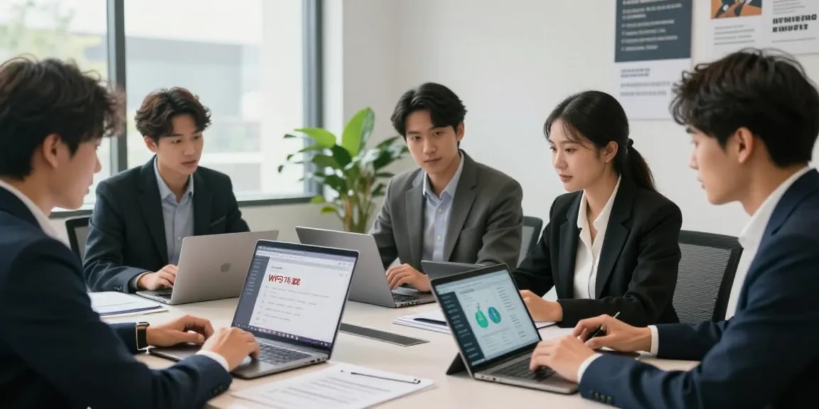 专业团队在现代办公室环境中协作WPS下载功能