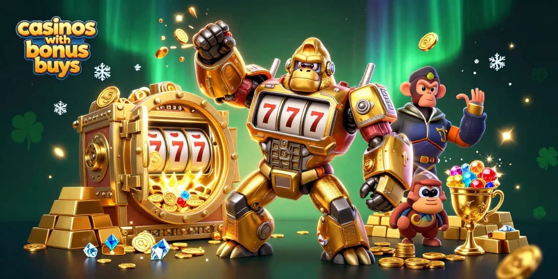 Engage with exciting gameplay at casinos with bonus buys featuring a golden gorilla mech.