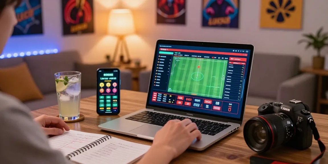 LUCK8 online betting experience with a person engaged in sports wagering at home, showcasing excitement and comfort.