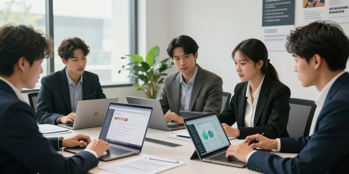 专业团队在现代办公室环境中协作WPS下载功能