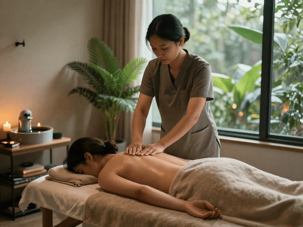 Experience tranquility with 파주출장마사지 in a serene therapy room.