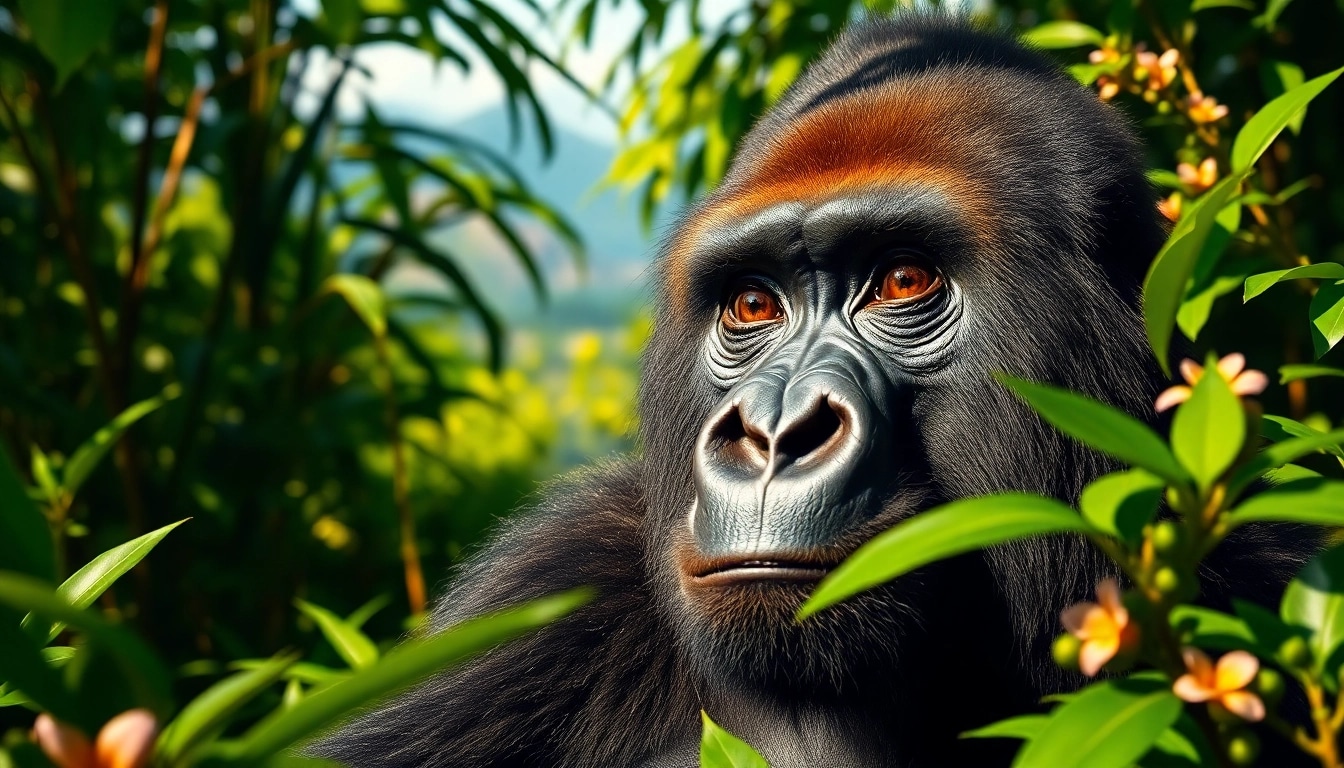 Experience gorilla trekking and Tanzania safari with this majestic gorilla in its lush habitat.