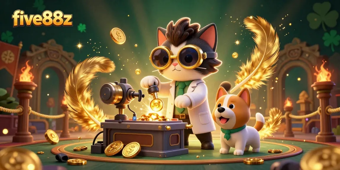 Engage with five88z's dynamic gold-coin-replication machine in a 3D casino adventure!