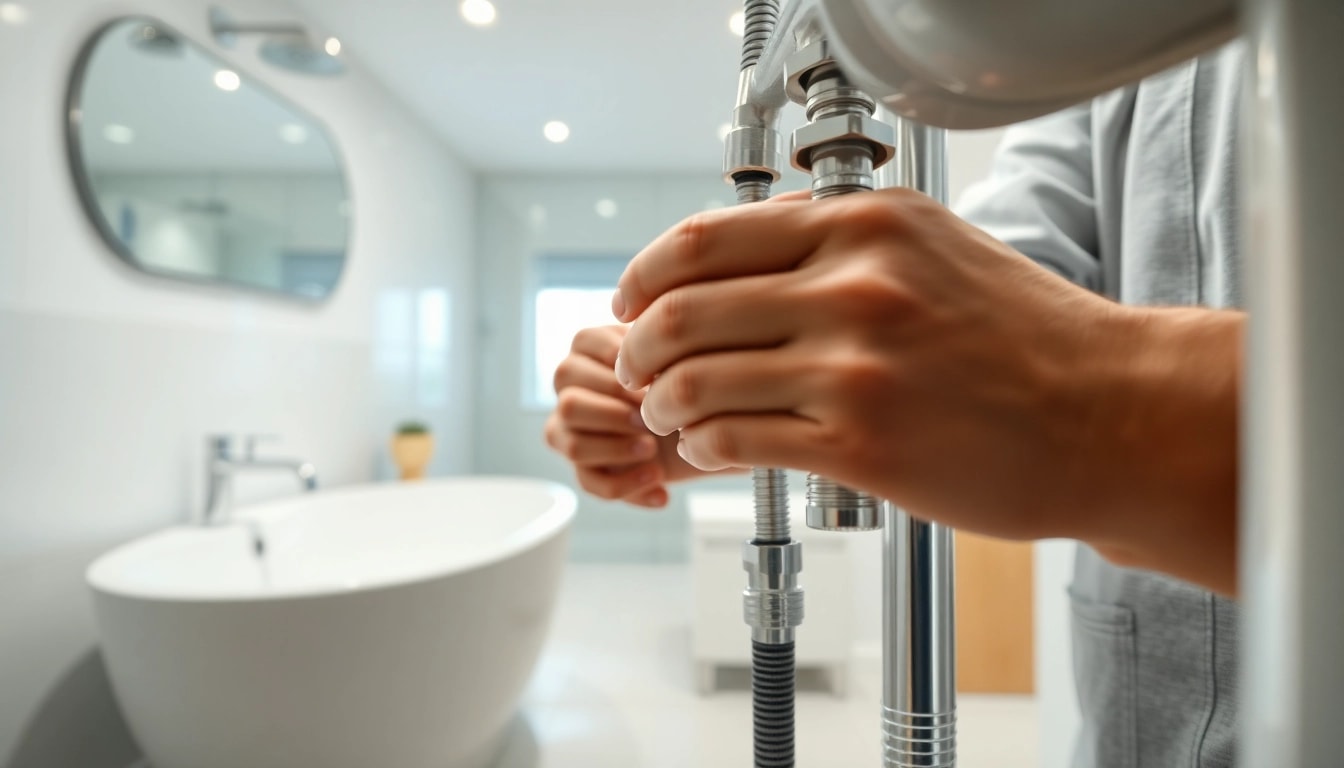 Effiziente Installation von sonni sanitär durch Fachmann in modernem Badezimmer.