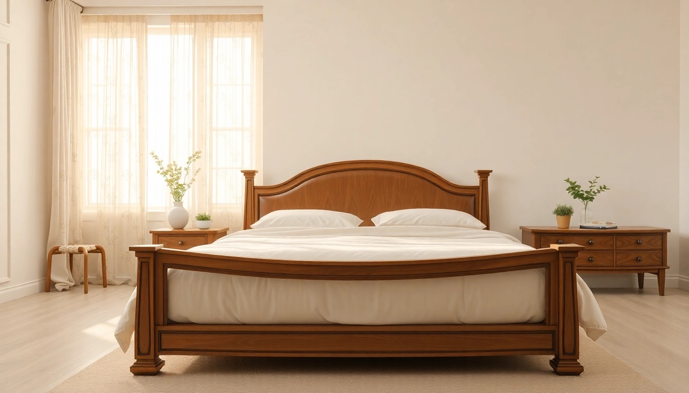 Stylish bed frame queen showcases elegant design and cozy atmosphere in a serene bedroom.