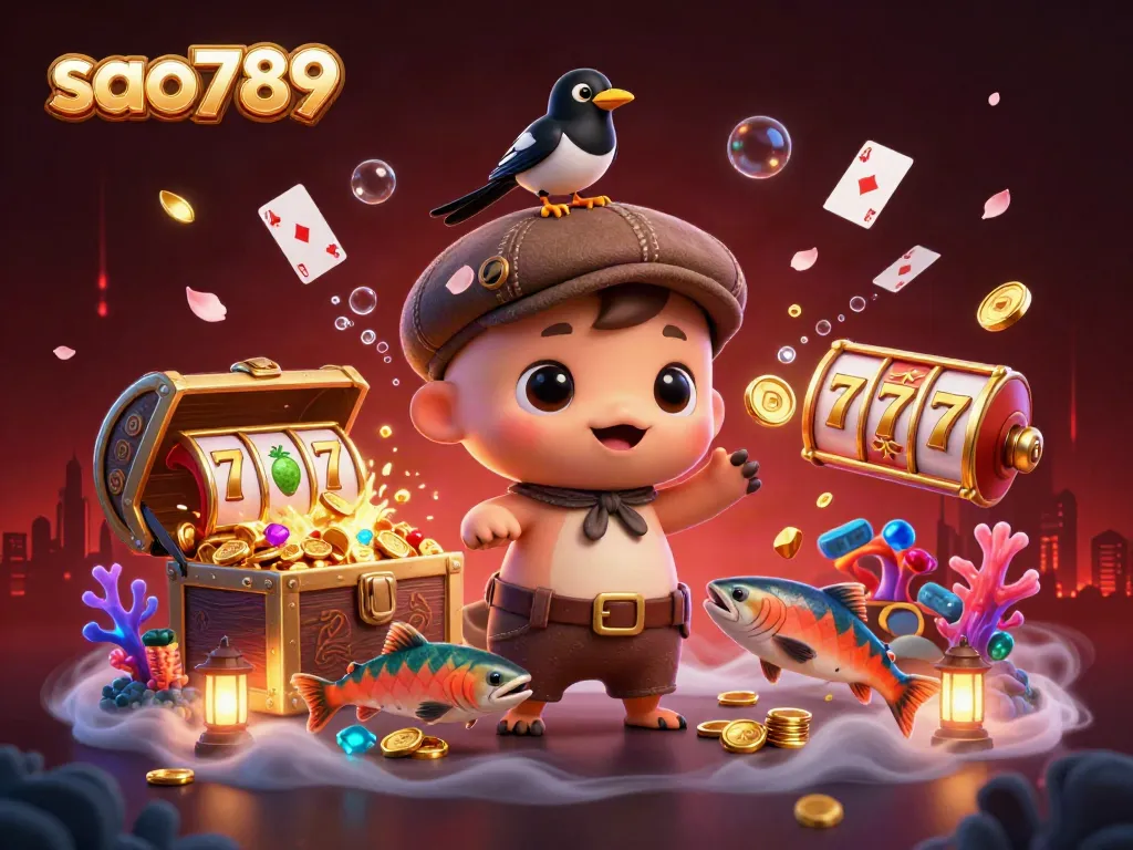 Experience exhilarating gameplay with sao789 featuring charming cartoon characters and casino elements.