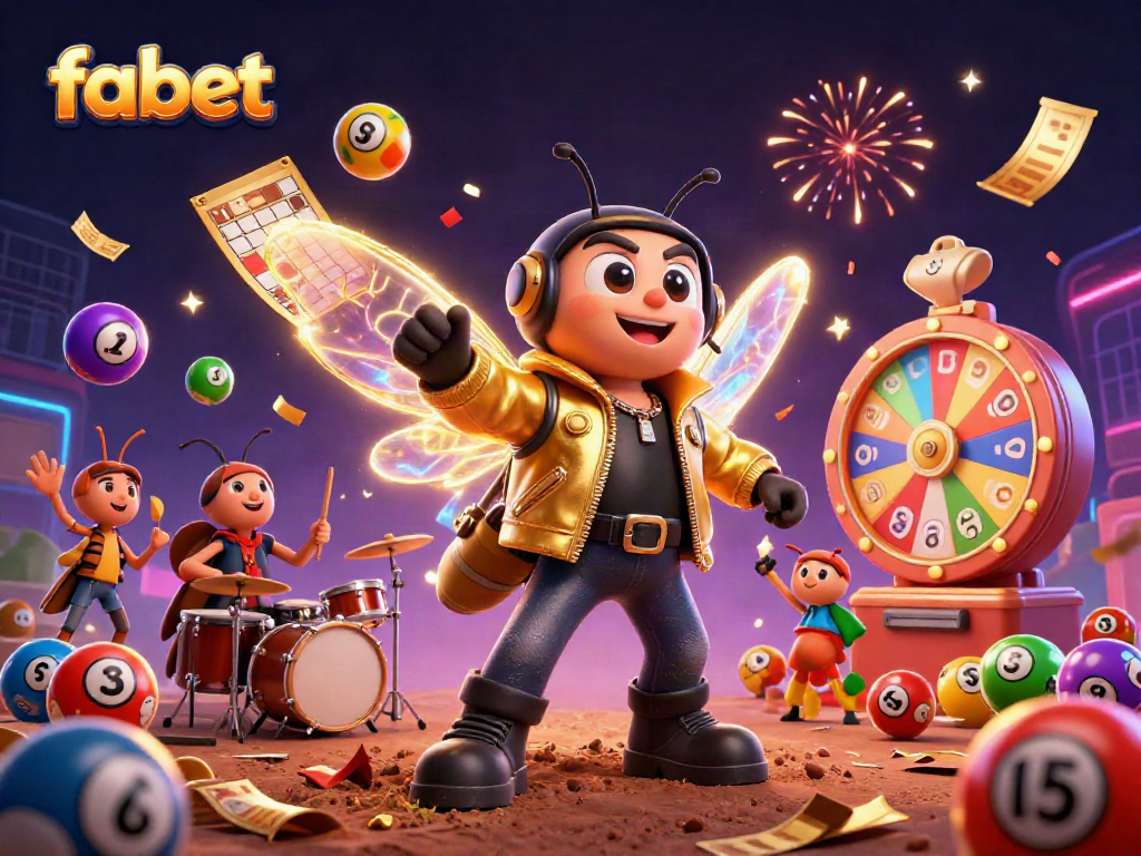 Engage with fabet's thrilling gaming atmosphere featuring lively cartoon characters and dynamic gambling elements.