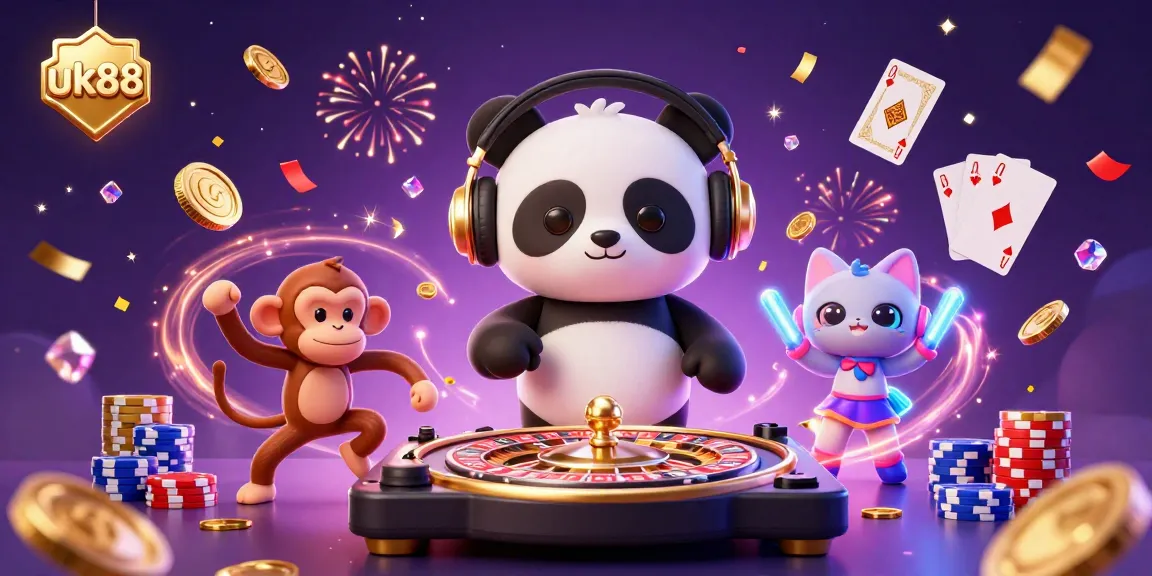 Experience the excitement of uk88 with a DJ panda and colorful party scene filled with casino elements.