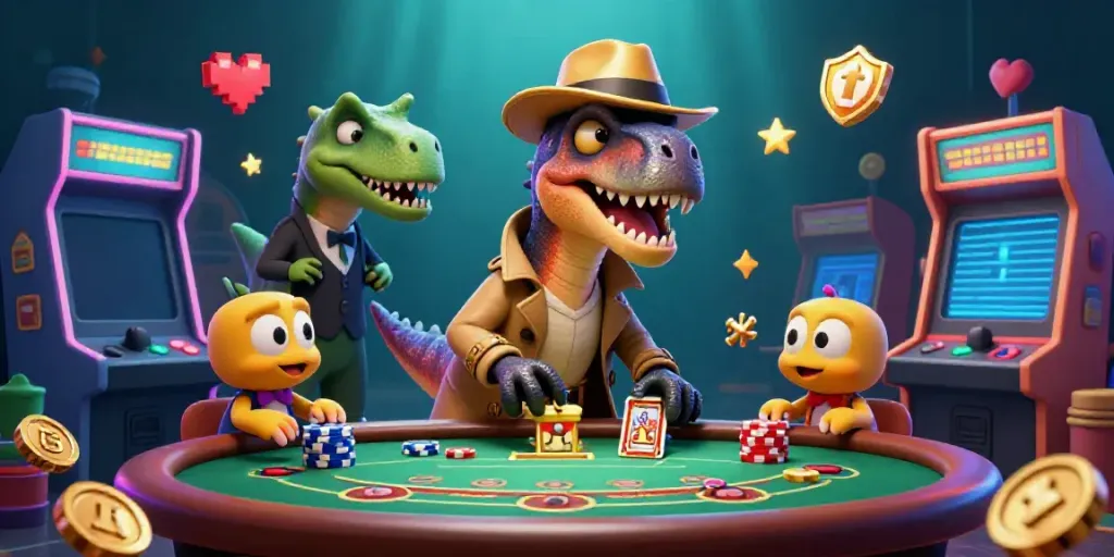 Counter with velociraptor and friends plays blackjack at 789win casino.
