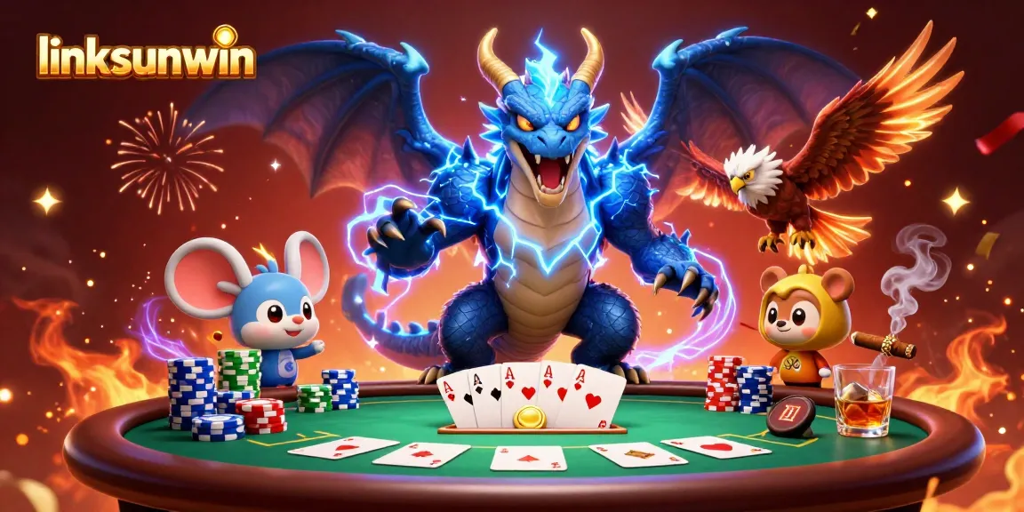 Experience linksunwin's thrilling atmosphere with a vibrant casino scene showcasing poker action.