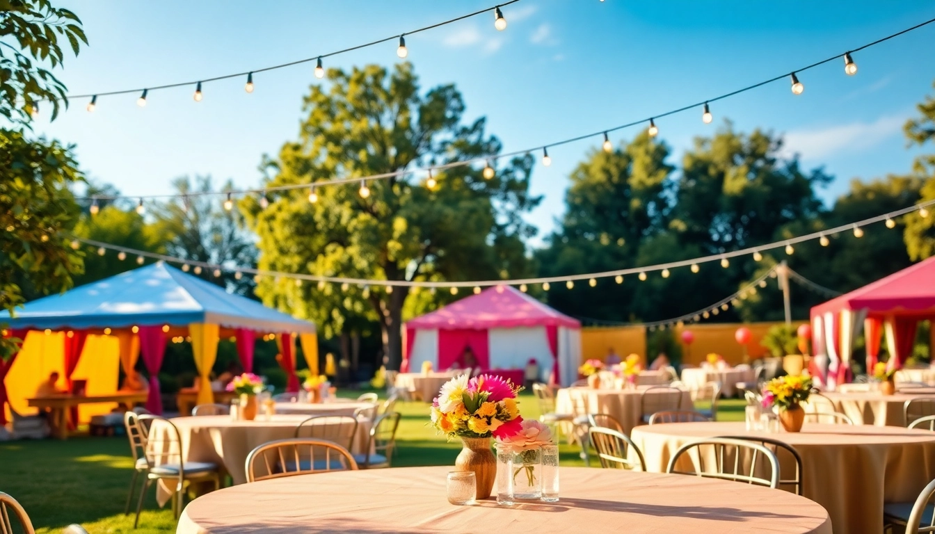 Outdoor Party Rentals beautifully set up with colorful decorations and a festive atmosphere.