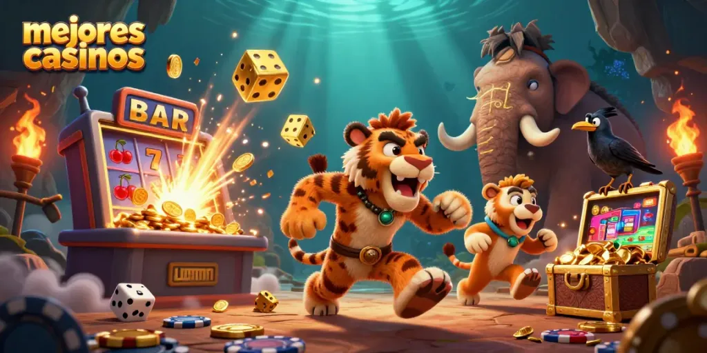 Los mejores casinos ofreciendo emoción de juego con animales prehistóricos y tesoros en un ambiente vibrante.