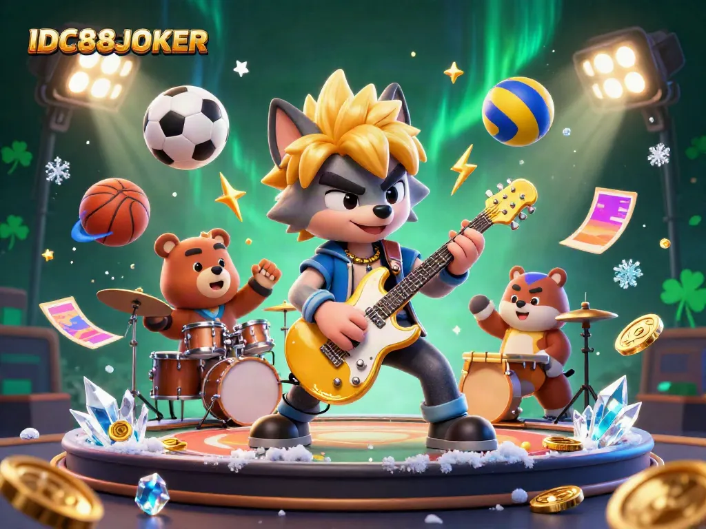 Experience the excitement of IDC88JOKER with a 3D scene featuring animated casino characters and dynamic game elements.