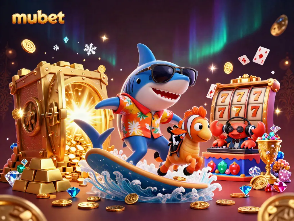 Experience thrilling wins with mubet's vibrant casino scene featuring exciting characters and dazzling treasures.