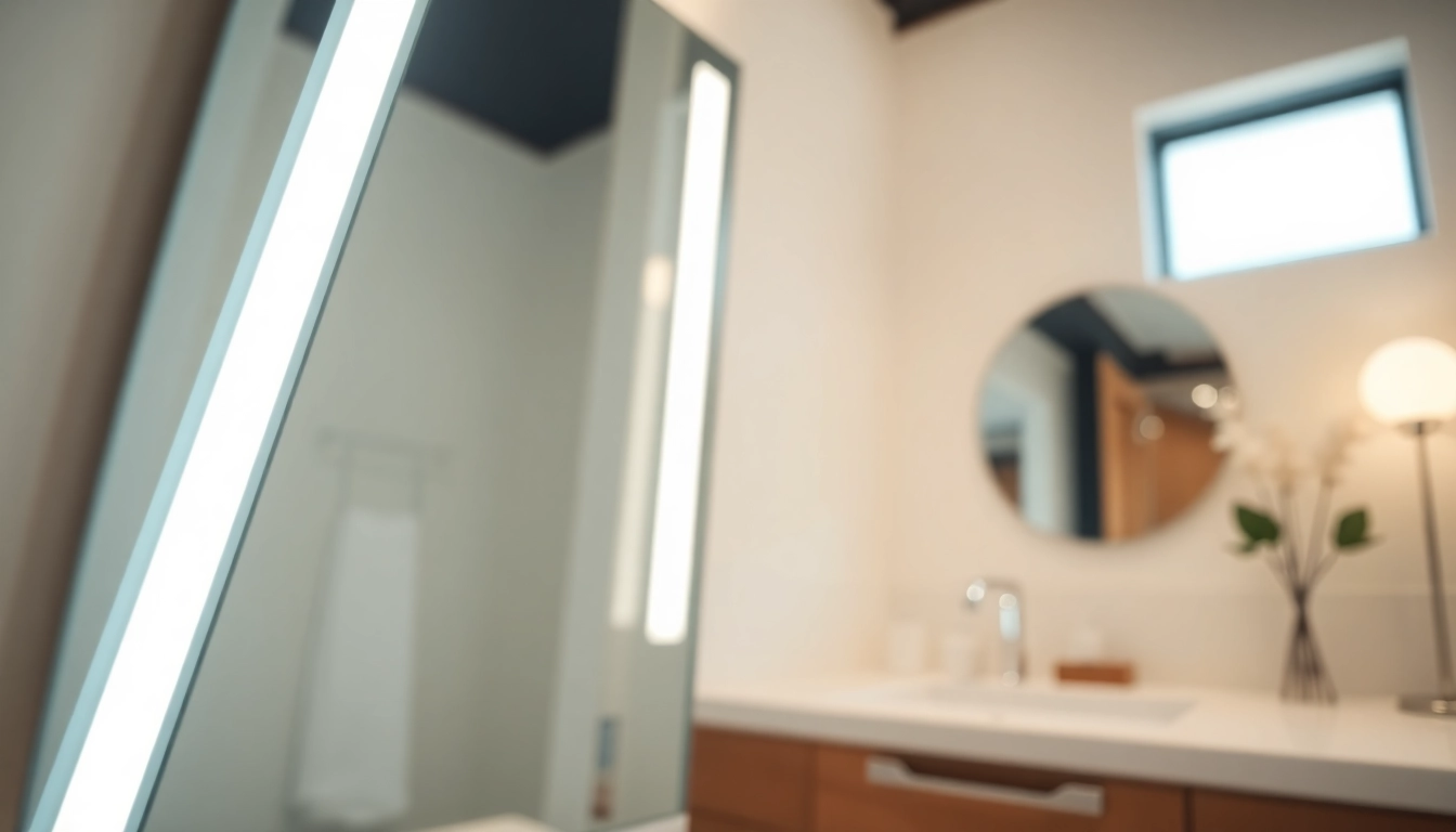 Transform your space with a stylish mirror and LED lights for a bright, modern look.