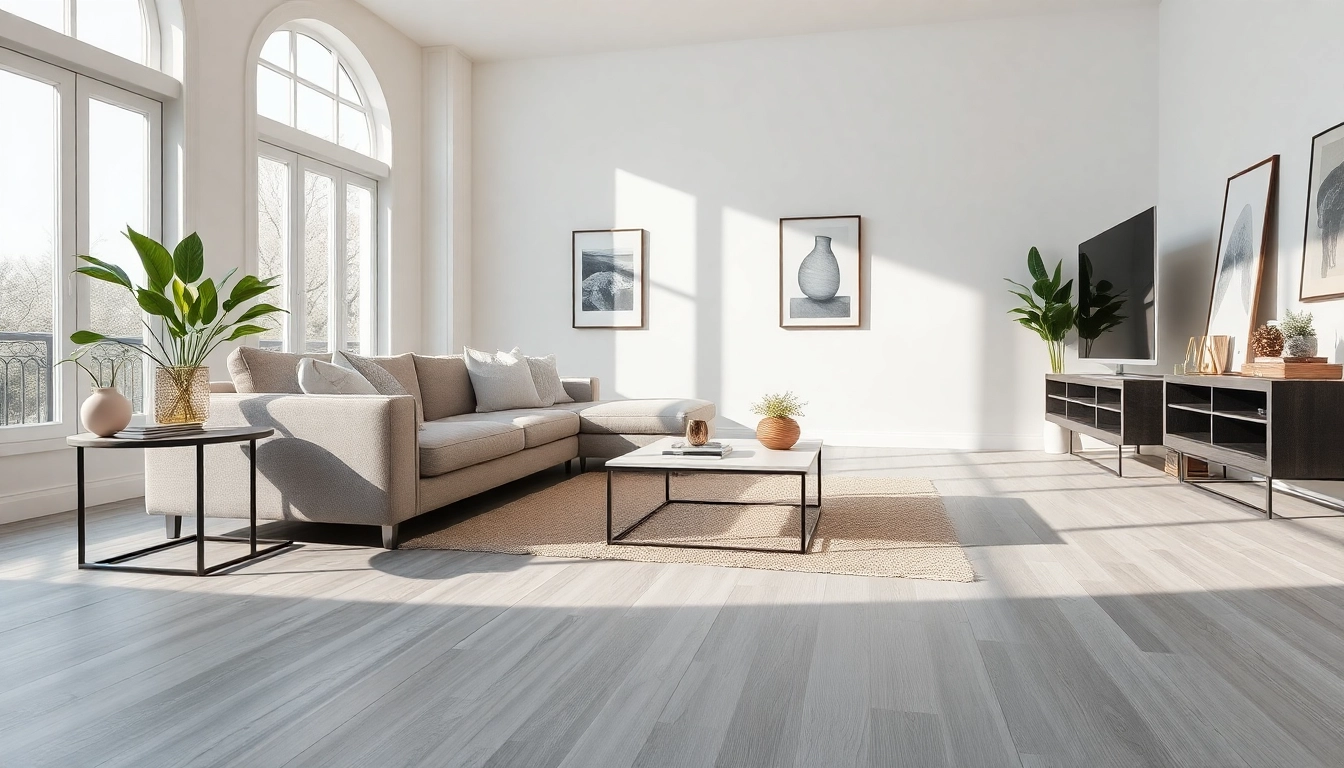 Transform your space with lvp floor in moonlight grey, creating a cozy and modern ambiance.