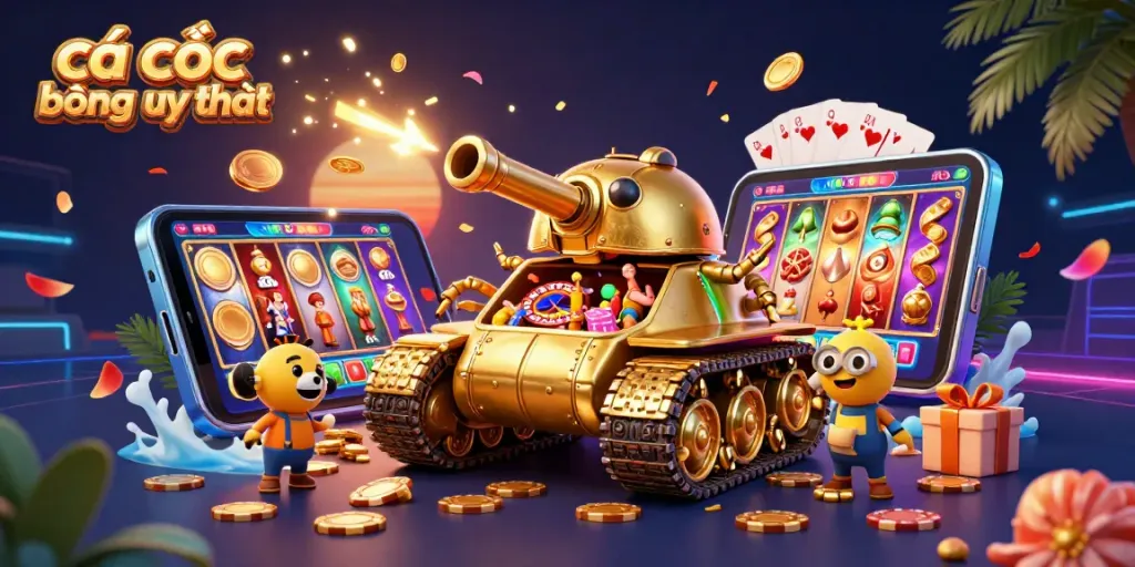 Cá cược bóng đá uy tín với một chiếc xe tăng bọ vàng khổng lồ chứa mini casino, quà tặng và hình ảnh sinh động.