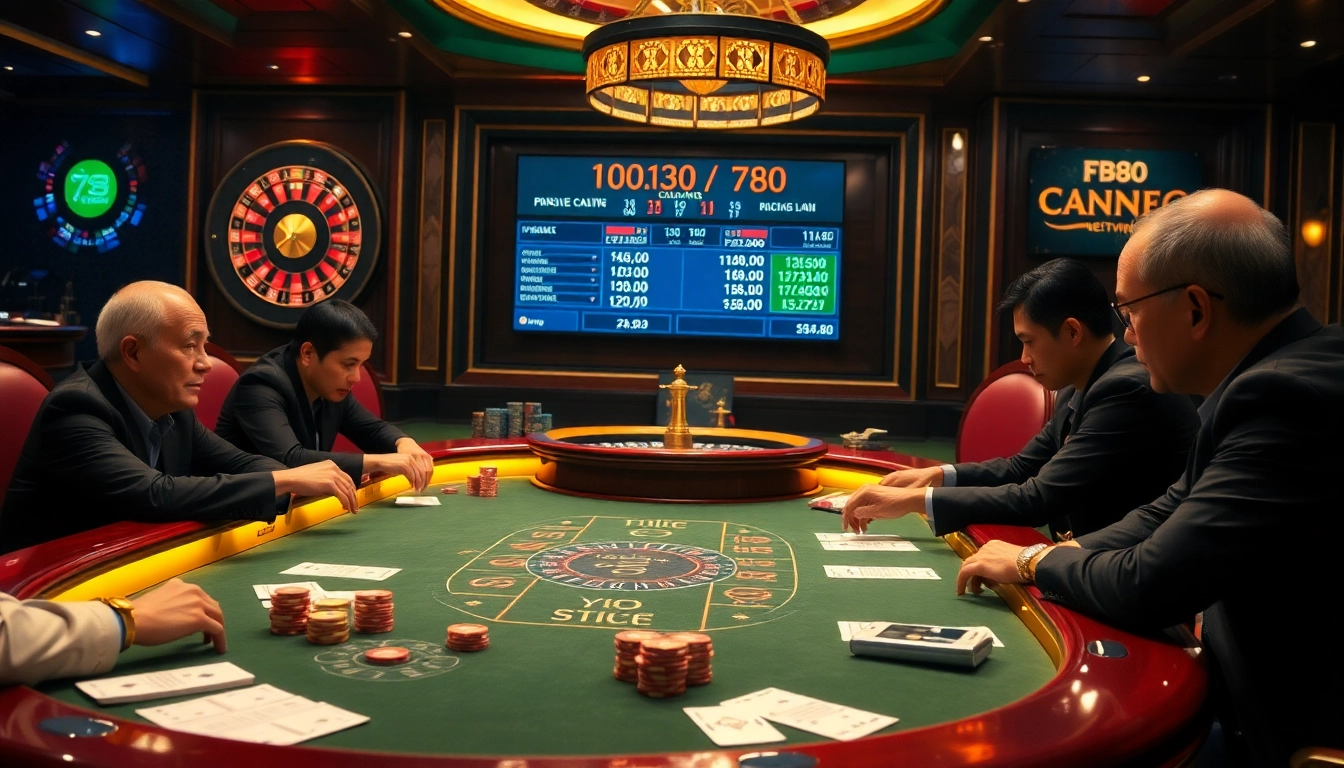 Soi Kèo FB88 betting slip at an elegant casino card table highlighting high-stakes poker action.