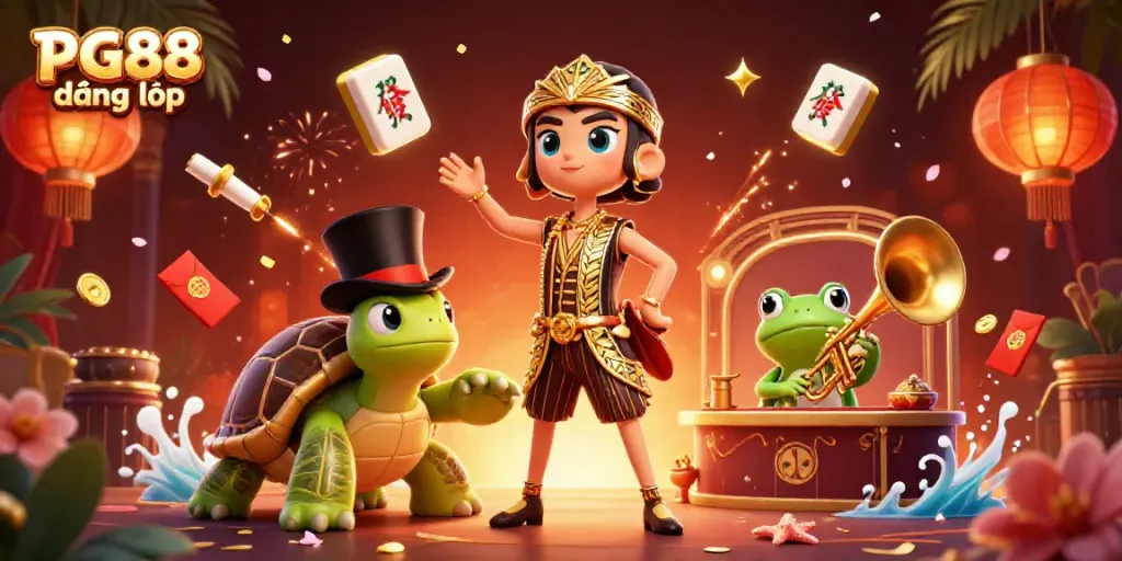 Engage with PG88 đăng nhập at a vibrant casino scene featuring characters and dynamic game elements.