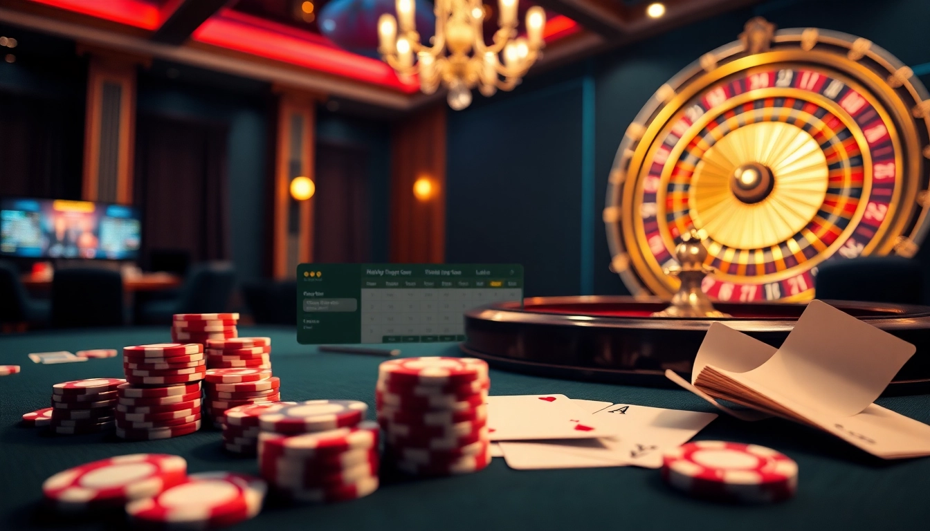 Engaging SBOBET link alternatif scene with vibrant casino elements for online betting excitement.