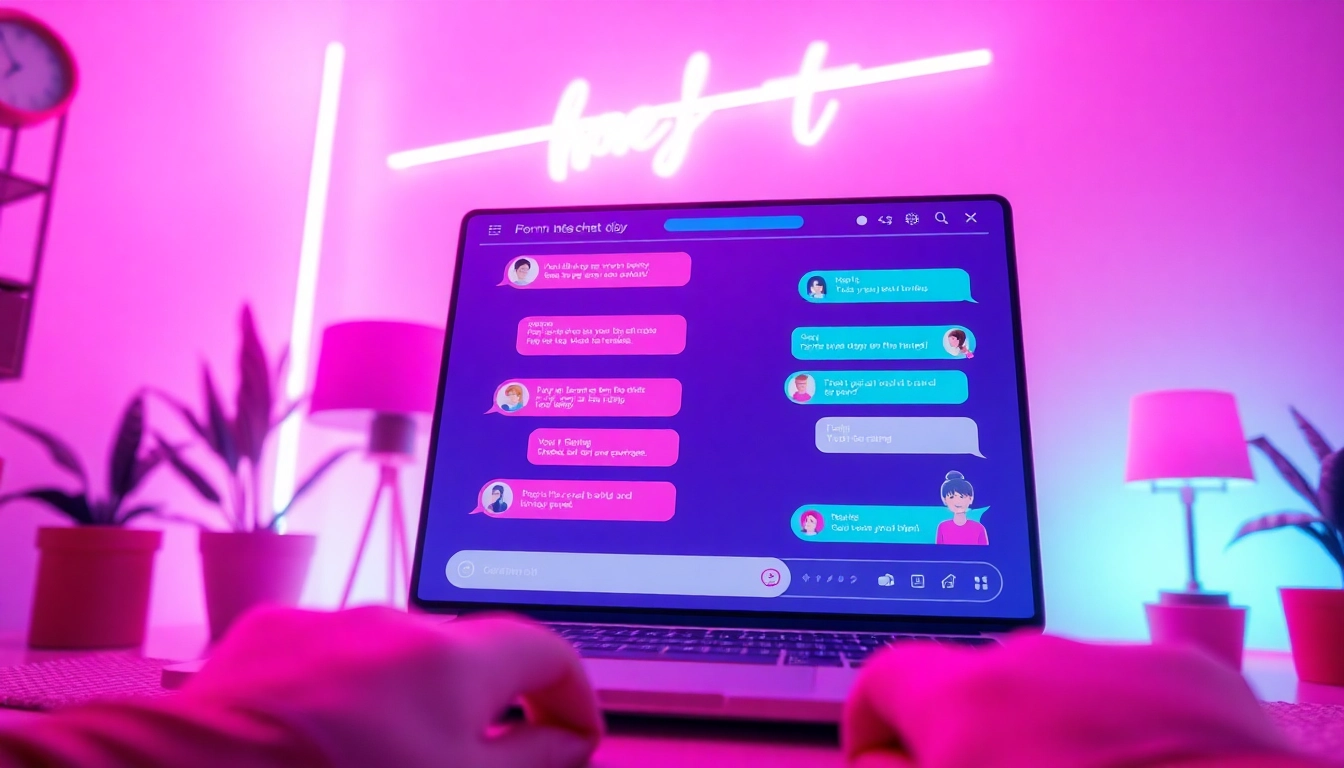 Engaging scene of a porn chat AI application interface showcasing vibrant AI character interactions.
