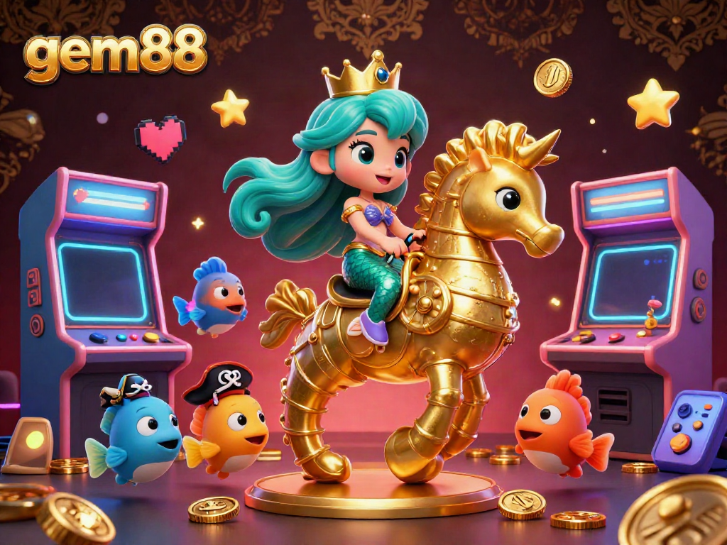 Join the excitement of gem88 with a vibrant underwater casino adventure led by a mermaid princess.